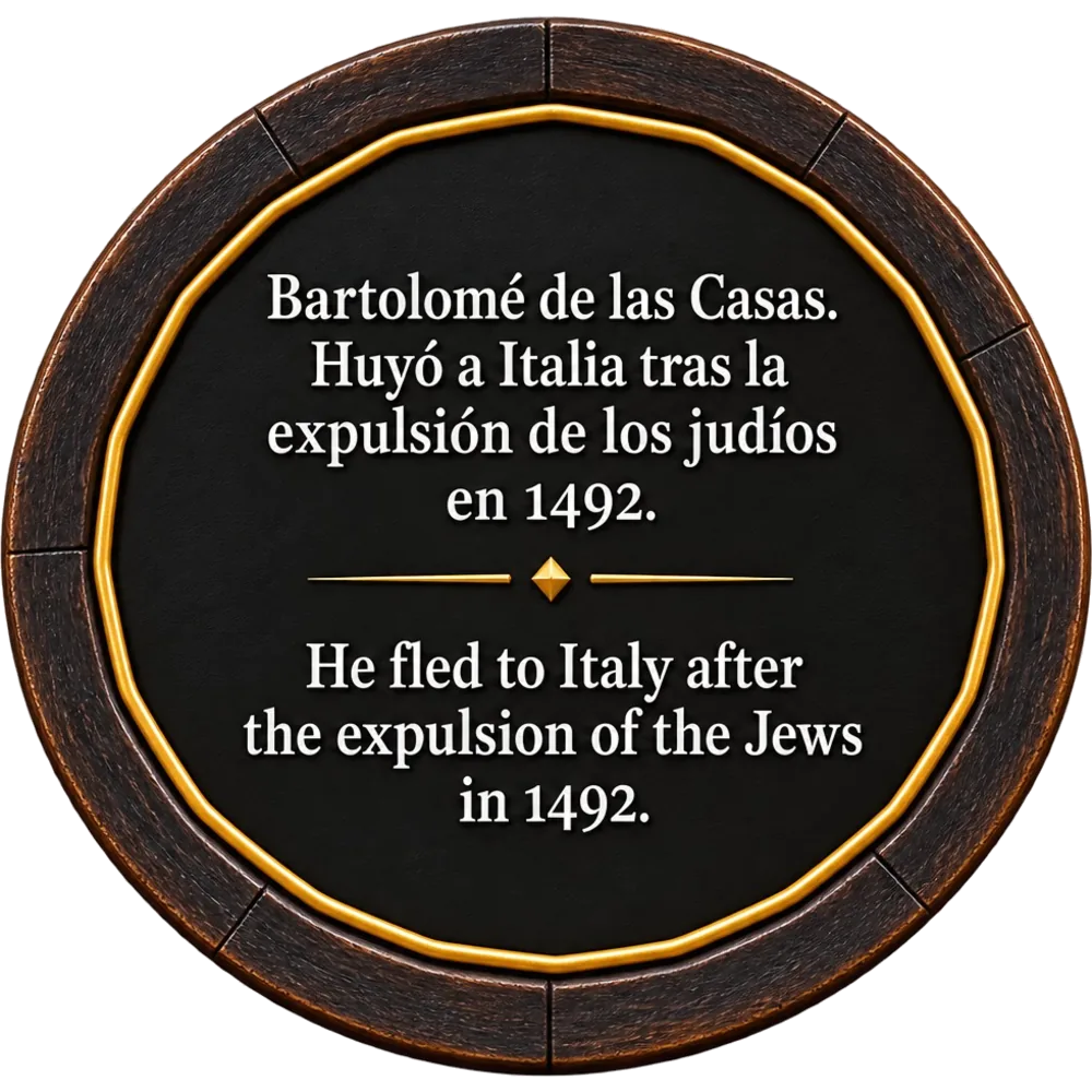 Gedenkplatte — Bartolomé de las Casas, der nach der Vertreibung der Juden 1492 nach Italien floh.