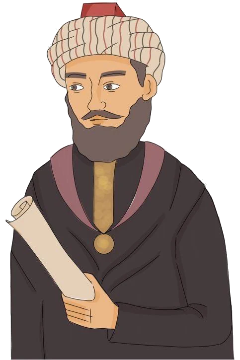 Illustration des Hasday ben Saprut, jüdischer Arzt und Diplomat des Córdoba des 10. Jahrhunderts, eine Rolle haltend