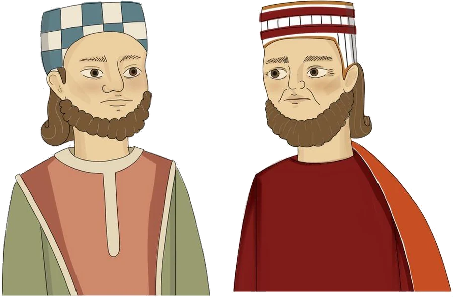 Illustration des Zag de la Maleha neben seinem Vater Salomon ben Sadoq